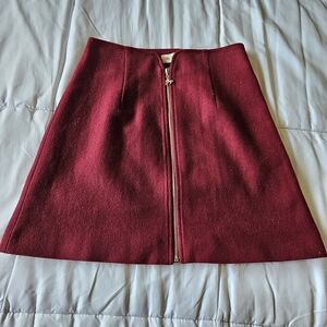 Miss Patina London Burgundy Wool-Blend A-Line Mini Skirt - Size M